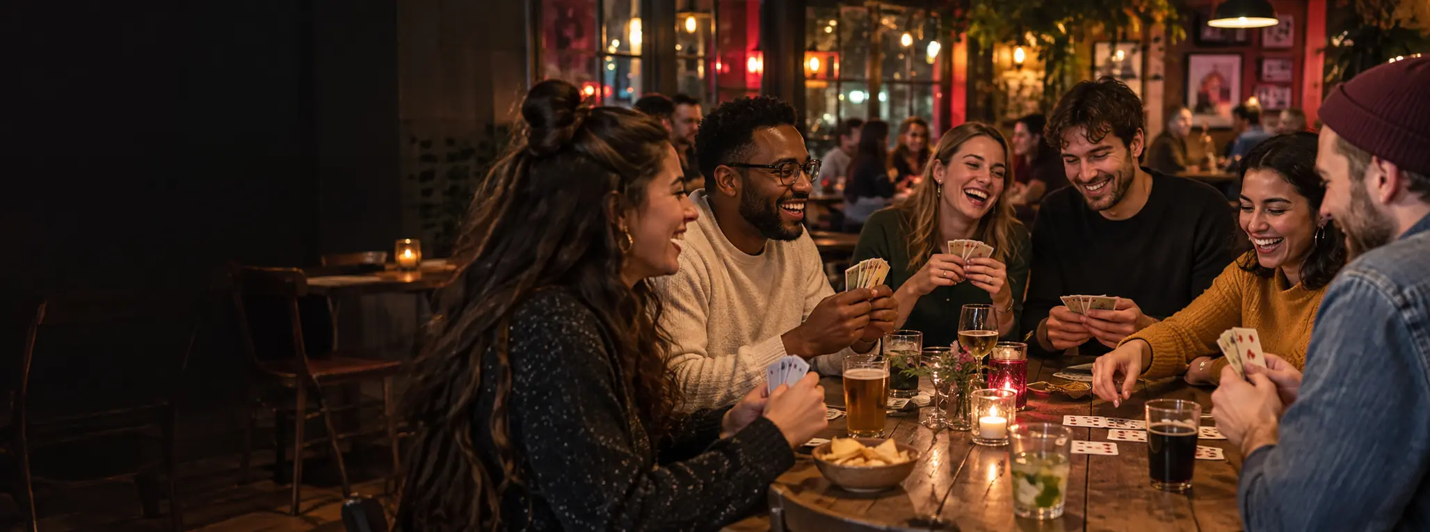 Jongvolwassenen hebben samen plezier tijdens een spelavond